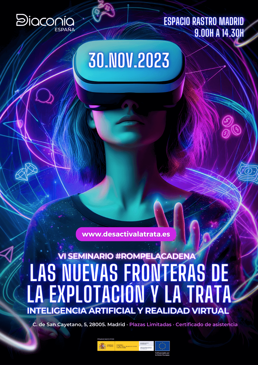 Cartel VI seminario RLC Las nuevas fronteras de la explotación y la trata inteligencia artificial y realidad virtual