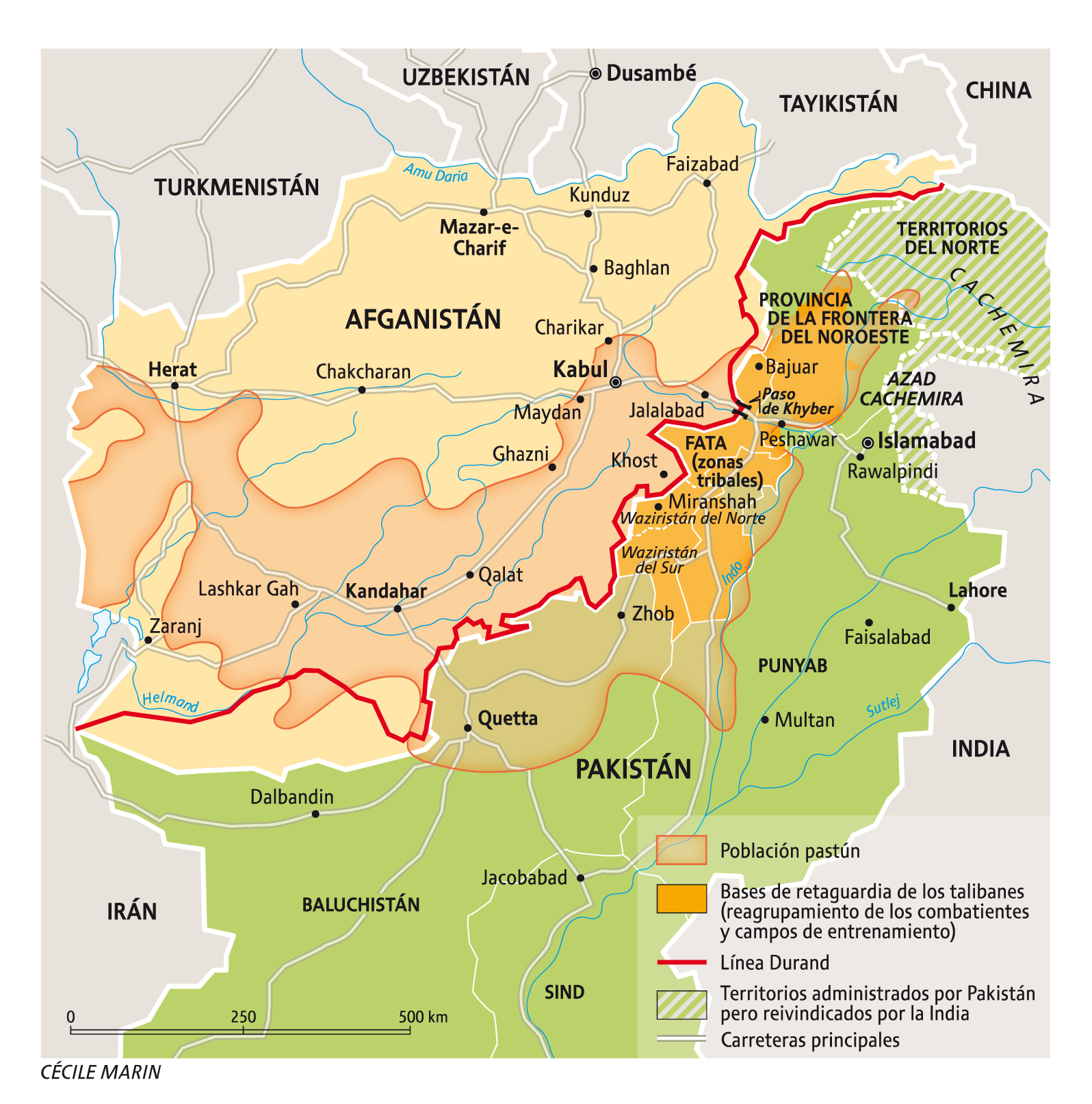 Mapa Linea Durand Afganistan Pakistan